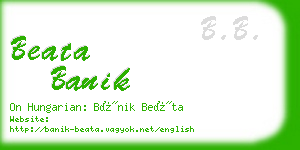 beata banik business card